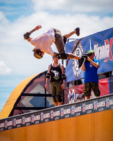 Elliot Sloan doing his  heelflip Indy 720 which won the Skateboard Vert Best Trick gold medal at the 2015 Summer X-Games